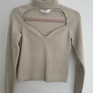 Astr Beige Cowl Neck Sweater